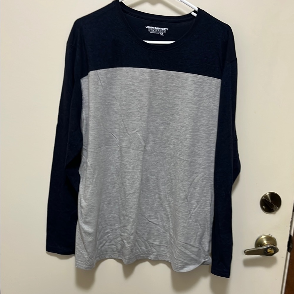 John Bartlett Consensus Men's Long Sleeve Color Block Shirt - Navy and Gray XL